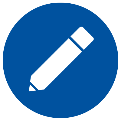 Blue icon showing pencil